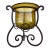 Vintage Cast Iron & Amber Glass Large Candle Holder or Planter For Sale