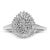 Haus of Brilliance 10K White Gold 1/2 Cttw Round & Baguette Cut Diamond Pear Shaped Domed PavÃ© Cluster with Halo Cocktail Ring - Size 7 For Sale - Image 4 of 7