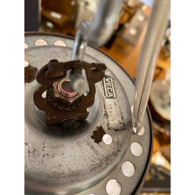 Veca of Italy 1970s Chrome & Blue Glass Panel Pendant or Ceiling Mount Light For Sale - Image 11 of 11