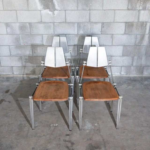 Postmodern Vintage Brutalist Industrial Robert Josten Chairs – Set of 4 For Sale - Image 3 of 14