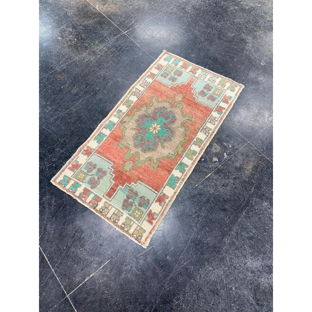 Textile Turkish Mini Rug Oriental Hand Knotted Vintage Rug 1'7" x 2'11" #17891 For Sale - Image 7 of 8