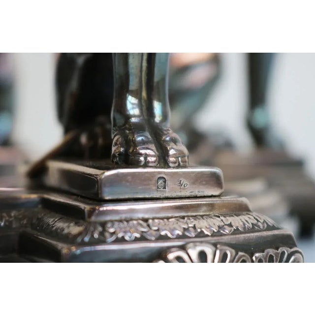 Antique Art Nouveau Egyptian Revival Centerpiece in Silver-Plated Crystal Glass from WMF, 1890s For Sale - Image 11 of 12