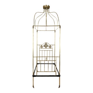 19th Century Victorian Brass Canopy Bed - Twin For Sale
