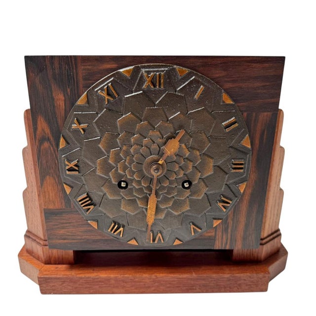 Art Deco Amsterdamse School Mantel Clock by Mundiklok, 1920s For Sale - Image 6 of 10