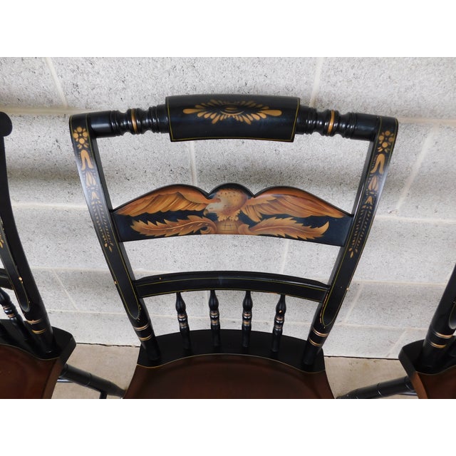 L Hitchcock Maple Stenciled Eagle Back Tavern Inn Chairs - Set of 3 - Traditional Style - Approx 40 years old Good...