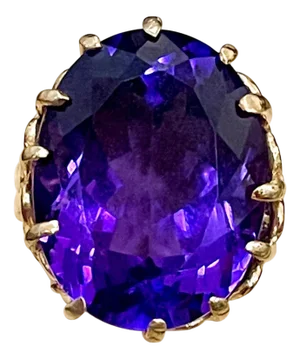 15 Carat Amethyst Cocktail Ring in 14 Karat Yellow Gold