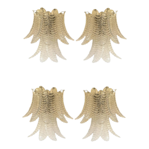 Set of 4 Transparent “Felci” Murano Style Glass Wall Sconces