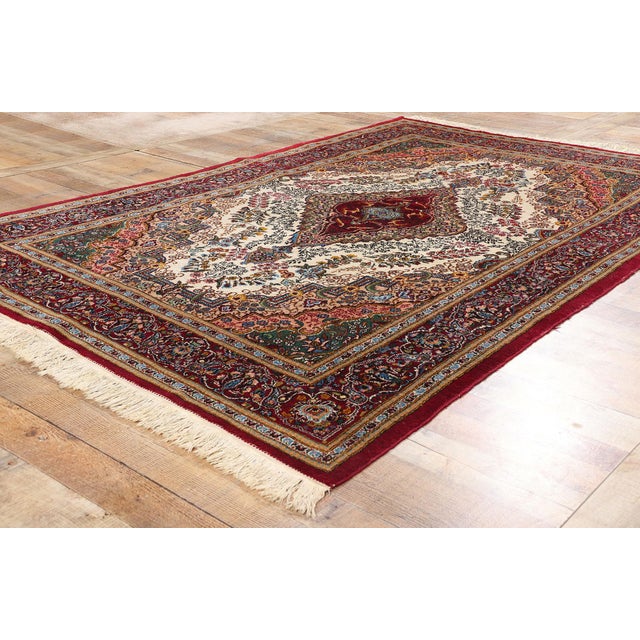 Textile Vintage Persian Yazd Rug - 05'07 X 08'07 For Sale - Image 7 of 9
