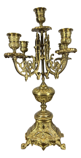 Vintage French Style Ornate 5-Arm Candelabra