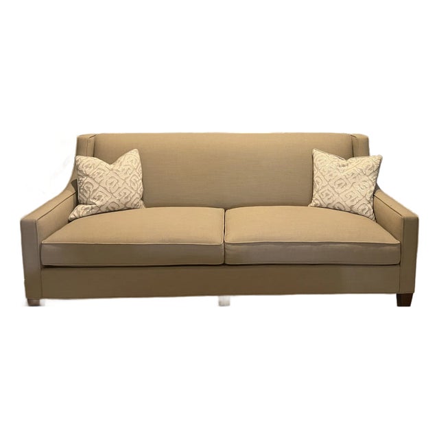 Charles Stewart Custom Cannon Sofa Tan/ Beige For Sale
