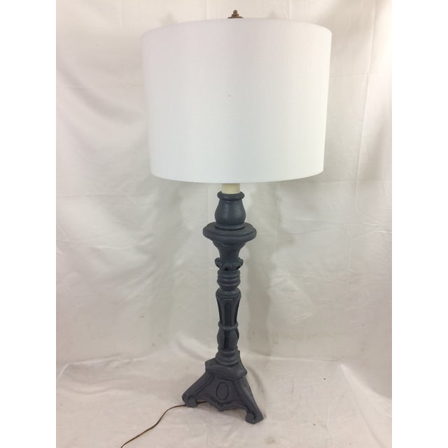 Navy Blue Plaster Pricket Lamp For Sale - Image 8 of 8