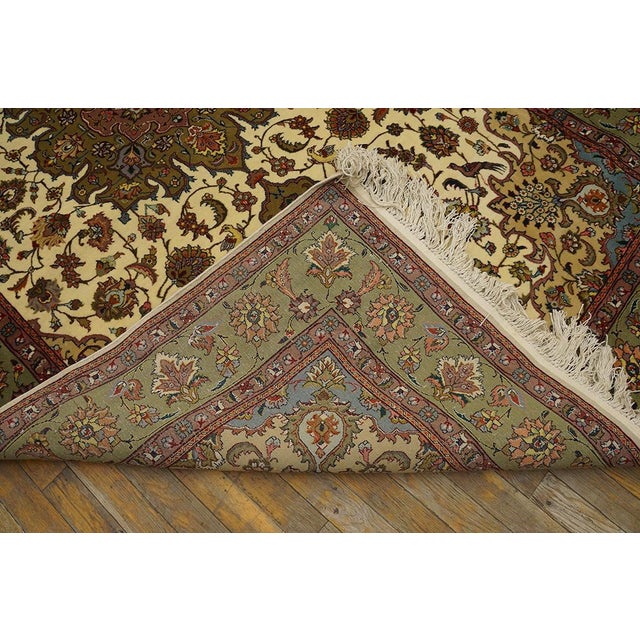 1940s Ivory Medallion Antique Tabriz Persian Rug 5' 1" X 8' 7" Handknotted Wool Carpet For Sale In New York - Image 6 of 6