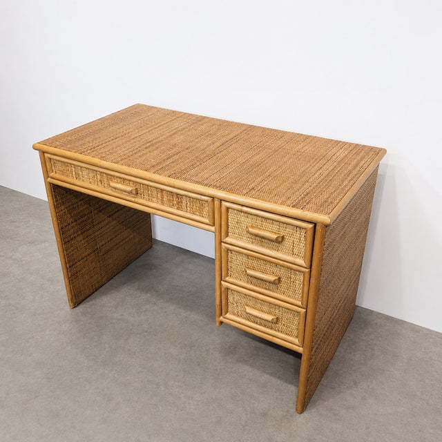 Boho Chic Vintage Bamboo and Rattan Desk, 1980s For Sale - Image 3 of 8