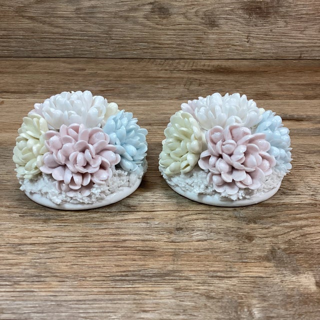 Vintage Ardalt Lenwile Japan Porcelain Chrysanthemums Candle Holders