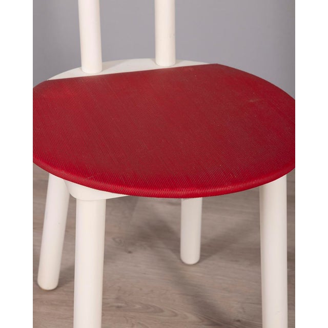 Vintage Italian Chairs in Wood and Red Vinyl, 1980s, Set of 4 For Sale - Image 13 of 17