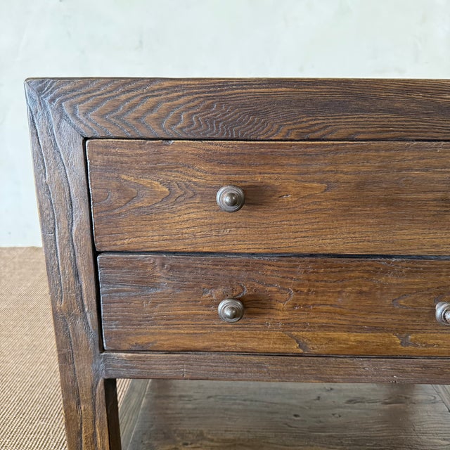Brown Nathalie II 2 Drawer Reclaimed Elm Nightstand 36″ – Walnut For Sale - Image 8 of 10