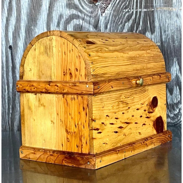 Vintage Domed Knotty Pine Storage Box For Sale In West Palm - Image 6 of 9