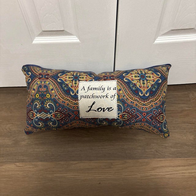 Pack of 3 Blue Paisley Pillows Handmade For Sale - Image 4 of 6