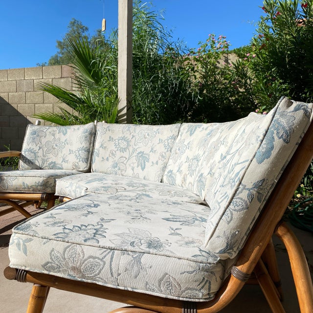 Vintage Outdoor Paul Frank Style Bamboo Ratan Sectional For Sale - Image 9 of 9