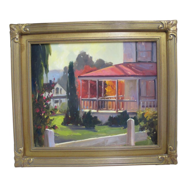 Howard Carr Gilt Framed Summer in Los Olivos California House Oil Painting For Sale