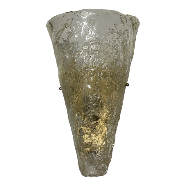 Large Ice Wall Sconce in Murano Glass, 1970s For Sale