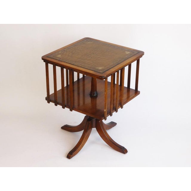 Victorian Revolving Bookcase with Leather, Antique Storage Cabinet For Sale - Image 10 of 10