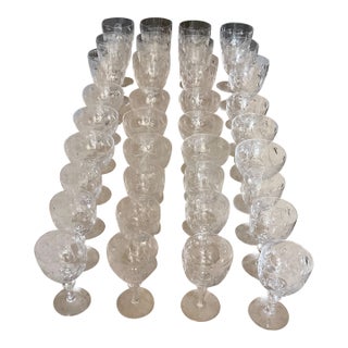 36pc Stuart Crystal Minuet Stemware Set Service For Sale