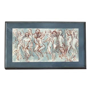 Vintage Mixed Media on Paper For Sale