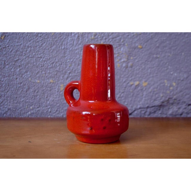 Orange Fat Lava Scandinavian Pitcher Vase in Red Color from Kreutz Keramik For Sale - Image 8 of 9