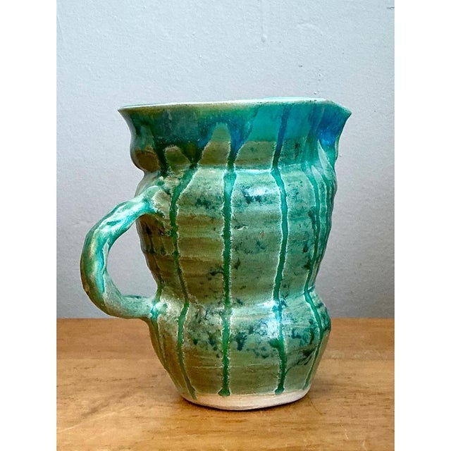 Vintage Drip Glaze Ceramic Pitcher For Sale - Image 10 of 12