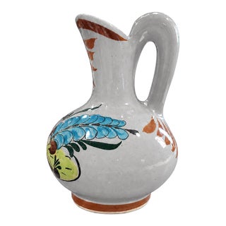 Mid-Century Tonalá Mexico Hand-Painted Ceramic Pottery Jug For Sale