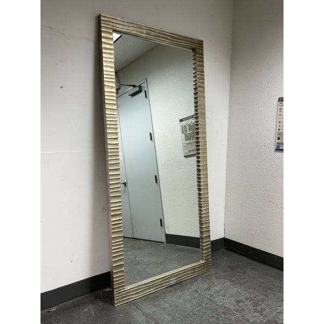 Contemporary Custom Design Fluted Silver Finish Wall / Floor Mirror For Sale - Image 3 of 12