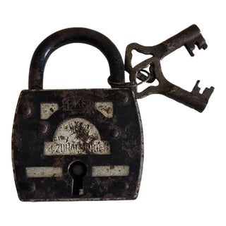 Antique German BKS Zuhaltungen Padlock With Keys - Working For Sale