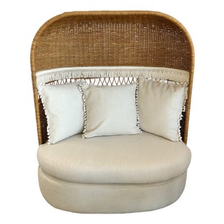 Mid 20th Century Wicker Dome Loveseat For Sale