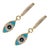 Contemporary Turquoise Sparkly Evil Eye Gold Plated Earrings, A Pair For Sale - Image 3 of 6