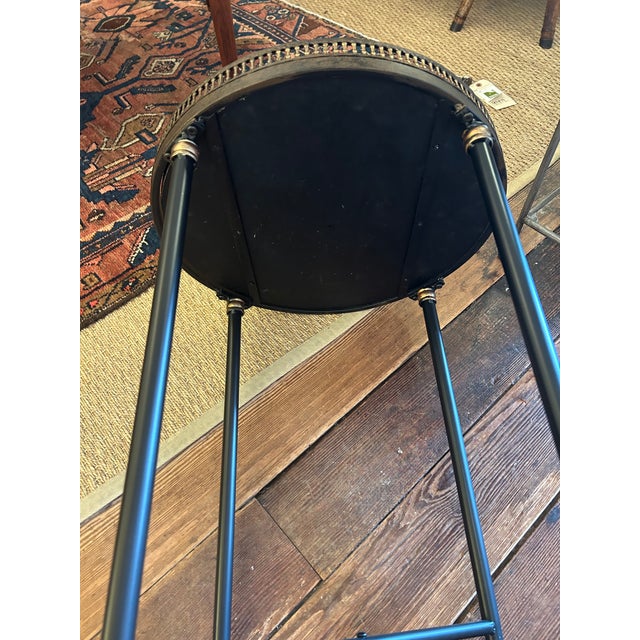 Traditional Black Marble Top Round End Table With Brass Gallery For Sale - Image 9 of 9