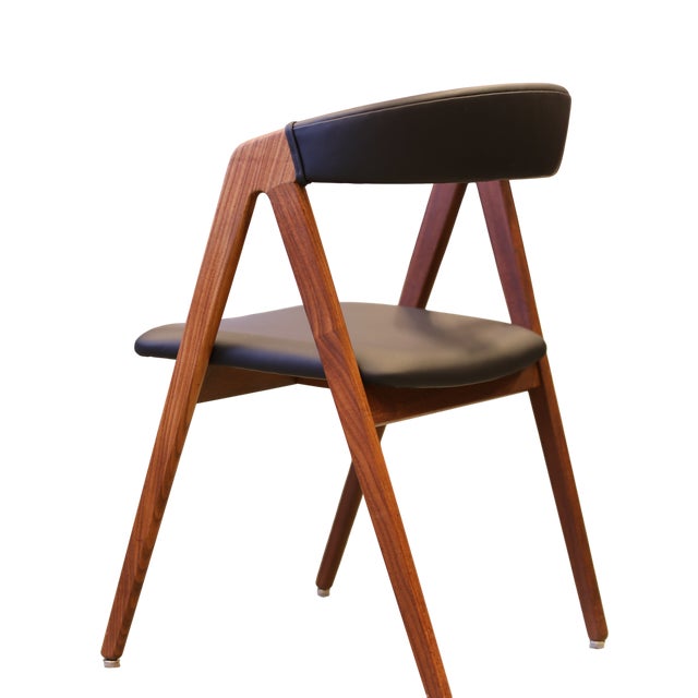 Danish Chair in Teak with Seat and Back in Black Leather, 1960s For Sale - Image 10 of 12