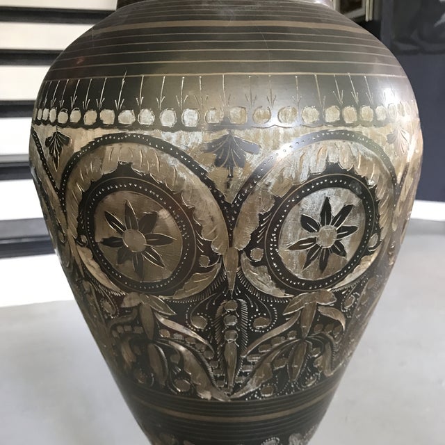 Indian Etched Brass Floor Vase Chairish