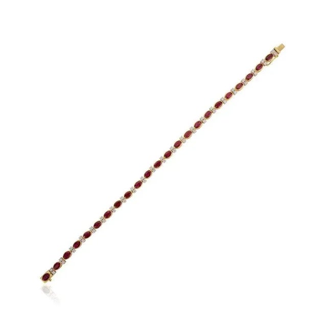 Not Yet Made - Made To Order 6.37 Cts Tennis Bracelet in 18k Yellow Gold Ruby Diamond by VRJewels For Sale - Image 5 of 10