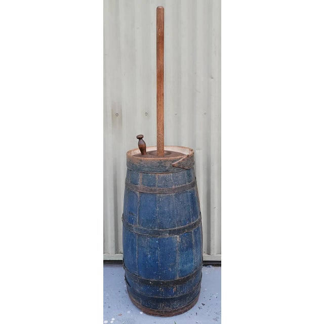 19Thc Original Blue Painted Butter Churn For Sale - Image 12 of 12