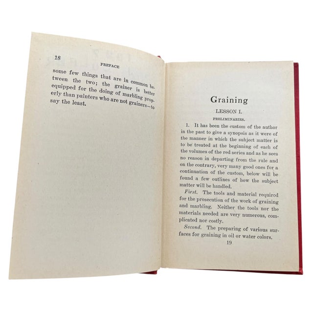 1920s 1927 “Practical Graining & Marbling” Decorative Red Cloth Hardcover Book Original Owner Inscription For Sale - Image 5 of 8