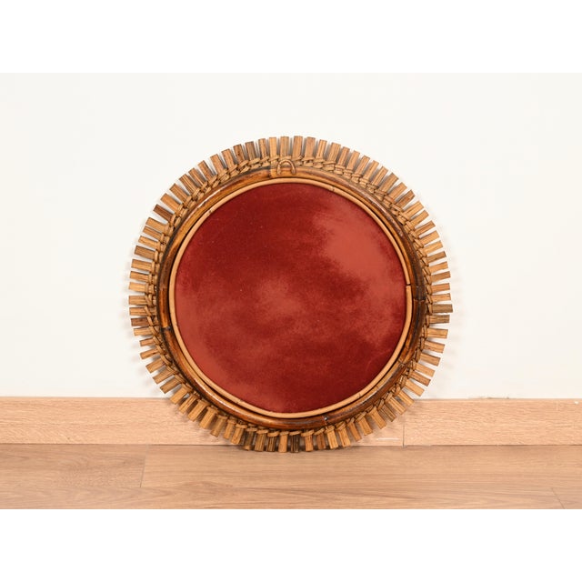 Round Mirror in Bamboo, Rattan and Woven Wicker by Franco Albini, Italy, 1960s For Sale - Image 9 of 10