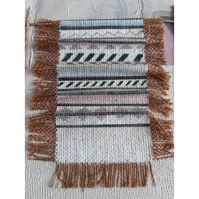 Beautiful texture piece with lovely frame (no glass). Rig is 3 dimensional. Pinks and blues.