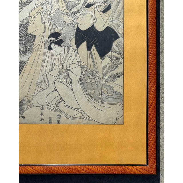 Early 19th Century Right Panel of Utagawa Kuninaga’s Woodblock Print Triptych For Sale - Image 9 of 18