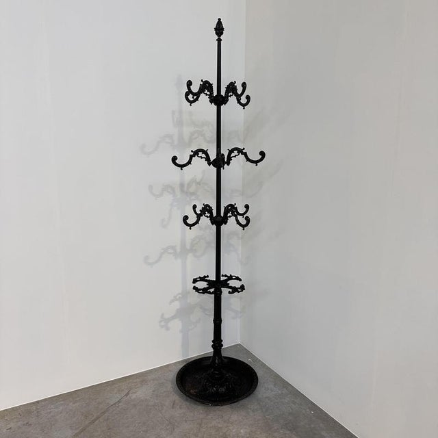 Large Ornate Cast Iron Hall Tree Coat Stand with Twelve Hooks For Sale - Image 14 of 14