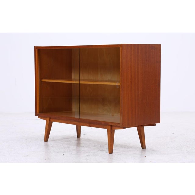 Mid-Century Modern Walnut Display Cabinet with Glass Sliding Doors, 1960s For Sale - Image 12 of 13