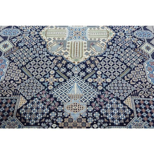 Textile Hand-Knotted Nain 9la Oriental Rug with Silk For Sale - Image 7 of 14