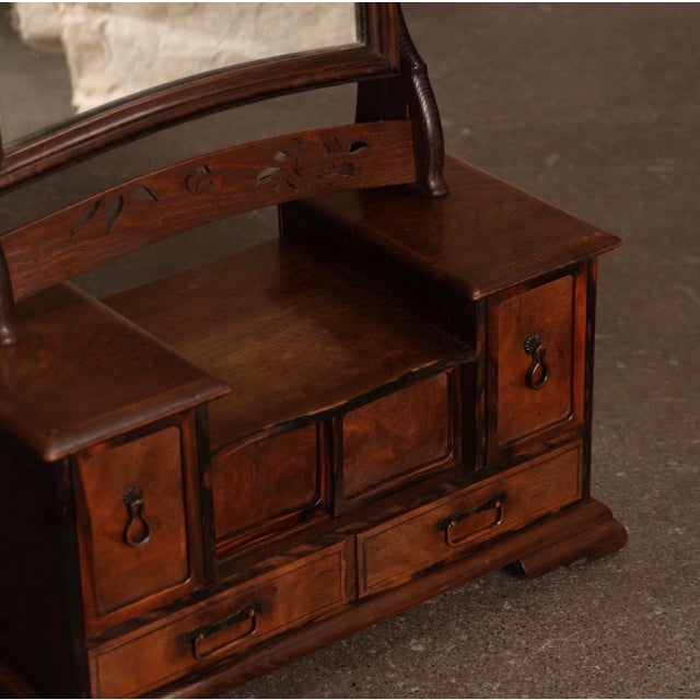 Wood Vintage Japanese Kyodai Vanity Mirror – Solid Wood For Sale - Image 7 of 12