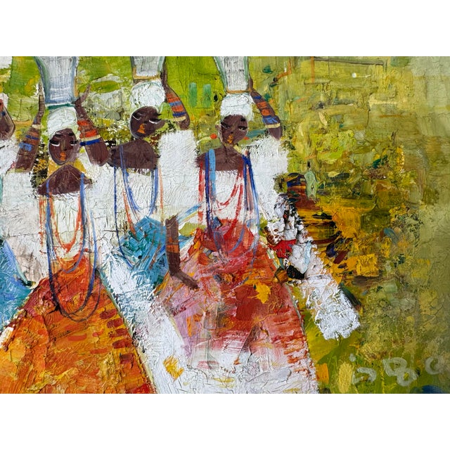 1980s 1980's Vintage African Women’s Traditional Still Life Oil Painting on Canvas – Framed For Sale - Image 5 of 14