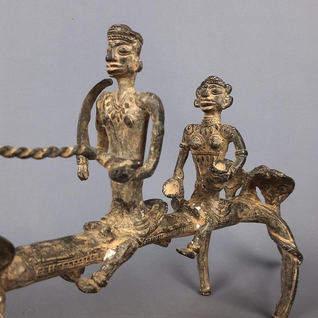Brown African Bronze Sculpture Horse with Warriors, Early 1900s For Sale - Image 8 of 17